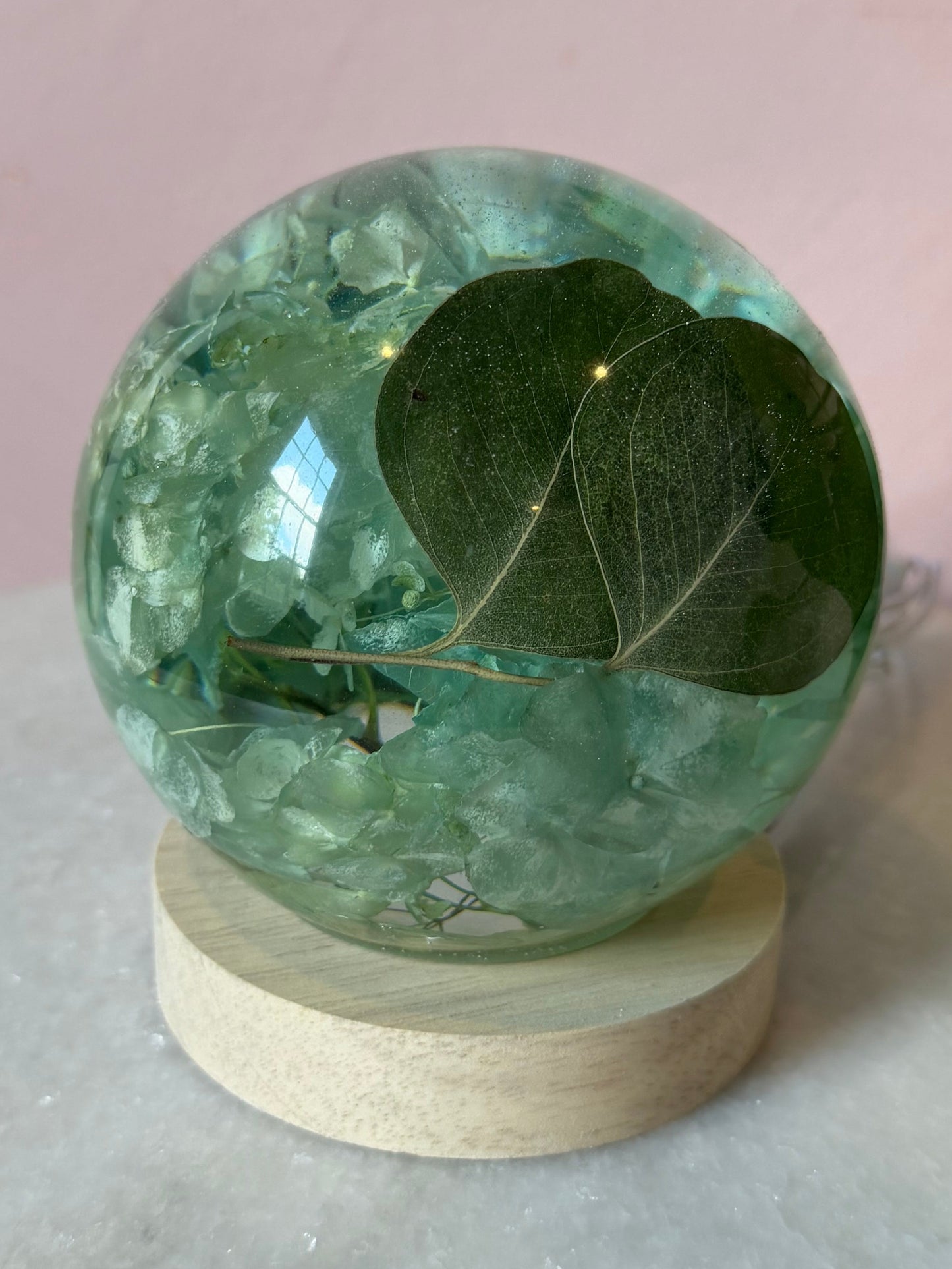Botanical Globe Lamp - Sea Glass