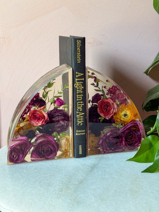 Resin Botanical Bookends — Jewel Garden