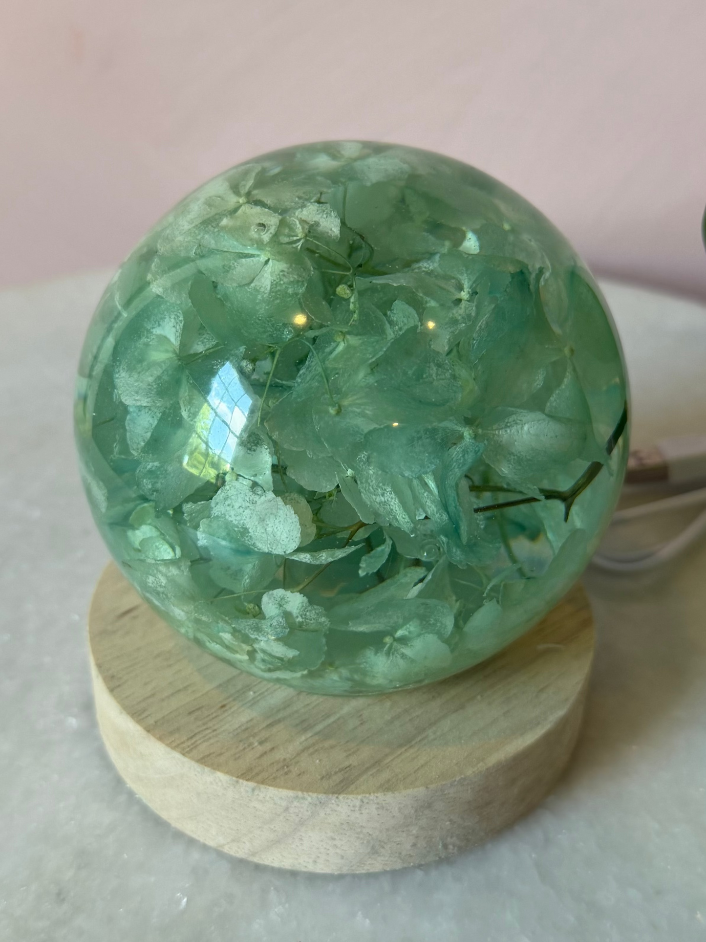 Botanical Globe Lamp - Sea Glass