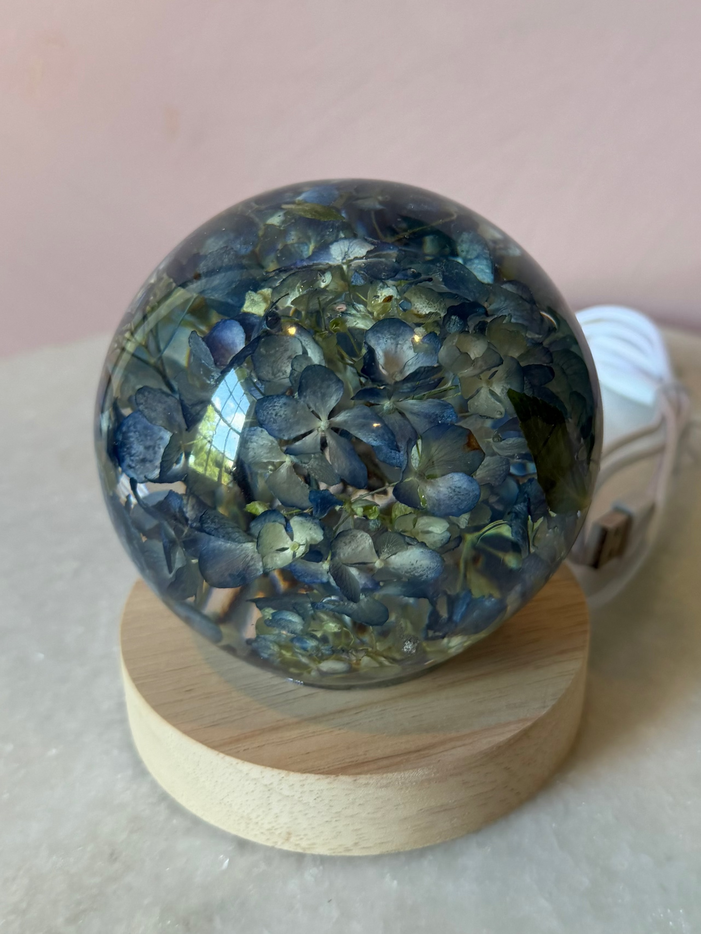 Botanical Globe Lamp - Midnight Hydrangeas