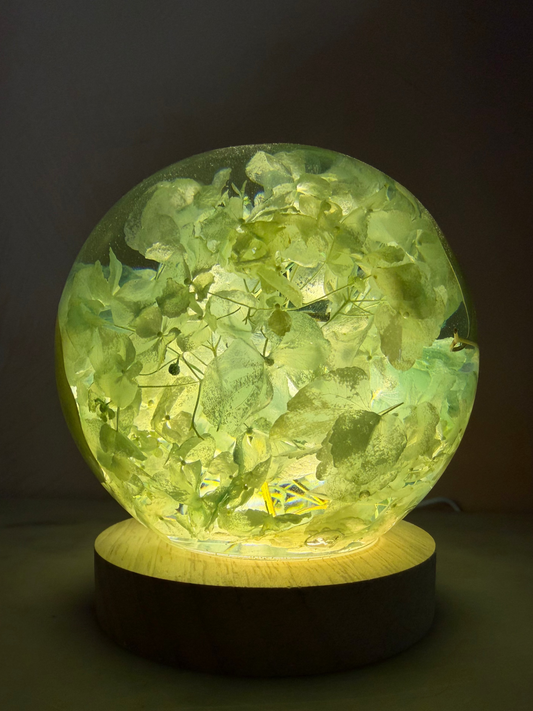 Botanical Globe Lamp - Sea Glass
